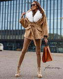 Fox Fur Alkantara Jacket in camel