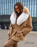 Fox Fur Alkantara Jacket in camel