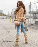 Raccoon Fur Alkantara Jacket in brown