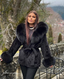 Fox Fur Alkantara Jacket in black