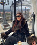 Fox Fur Alkantara Jacket in black/brown