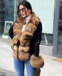 Raccoon Fur Cashmere/Knit Short Cardigan in black
