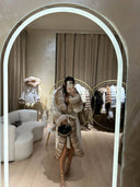 Real Fox Fur with Alkantara Coat in white