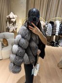 Joy Silver Fox Fur Genuine Leather Jacket