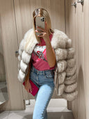 Divine Fox Fur Genuine Leather Jacket