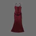 Burgundy Corset Satin Maxi Dress