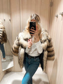 Luxurious Raccoon Fur Genuine Leather Jacket