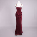 Burgundy Corset Satin Maxi Dress