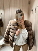Chocolate Fox Fur Genuine Leather Jacket