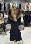 Raccoon Fur Cashmere Coat in beige