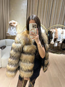 Raccoon Fur Genuine Leather Jacket