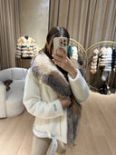 Vanilla Alkantara & Fox Fur Jacket