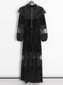 Isabella Patchwork Lace Velvet Dress