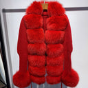 Fox Fur Cashmere/Knit Short Cardigan in red