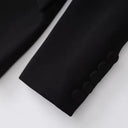 Gold & Black PU Patchwork Double-Breasted Slim Fit Blazer