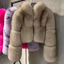 Fox Fur Cropped Bomber Jacket
