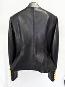 PU O-Neck Single-Breasted Slim Jacket