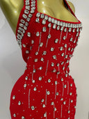 Ruby Crystal Halter Bandage Dress