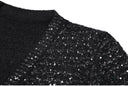 Sequined V-Neck Belted Knit Cardigan