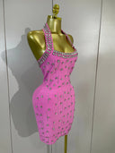 Blush Crystal Halter Bandage Dress