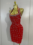 Ruby Crystal Halter Bandage Dress