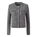 Stylish Chain Decor O-Neck Long Sleeve Single-Breasted Knit Cardigan