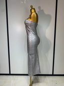Silver Luxe Bandage Midi Dress