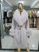 Fox Fur Cashmere Coat in light pink