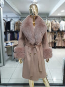 Fox Fur Cashmere Coat in light pink