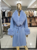 Fox Fur Cashmere Coat in light pink