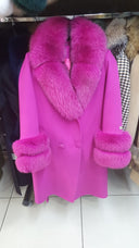 Fox Fur Cashmere Coat in light pink