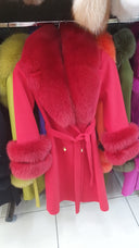 Fox Fur Cashmere Coat in light pink