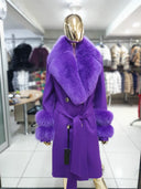 Fox Fur Cashmere Coat in light pink