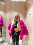 Pinky Promise Fox Fur Genuine Leather Jacket