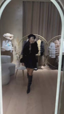 Fox Fur Cashmere/Knit Short Cardigan in black