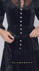 Isabella Patchwork Lace Velvet Dress