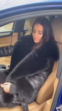 Fox Fur Genuine Leather Jacket in black